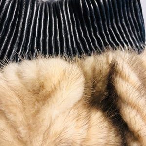 Mink Handbag with Leather Straps and Trim